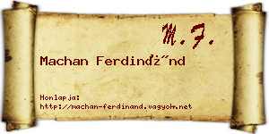 Machan Ferdinánd névjegykártya